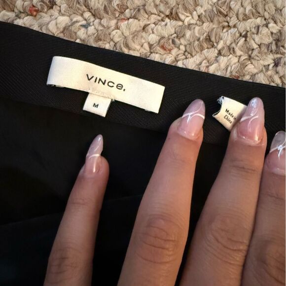 VINCE Satin A-Line Midi-Skirt in Black- Size Medium - Picture 9 of 12